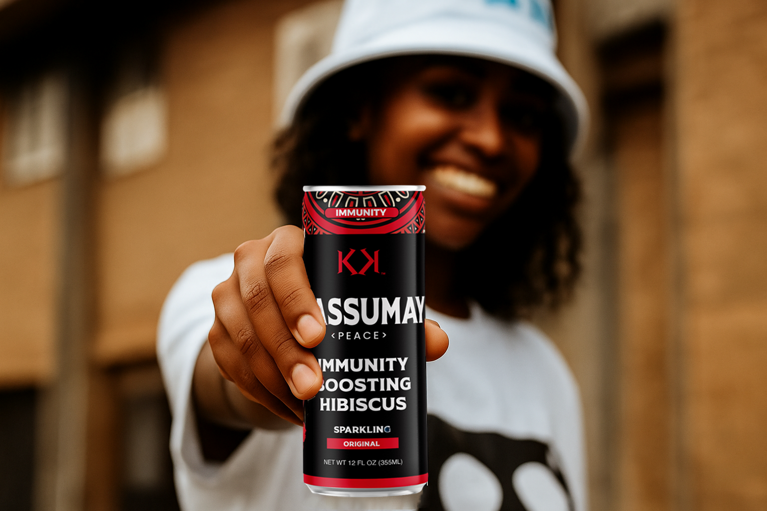 Kassumay promotional banner featuring hibiscus drinks and fruit spreads